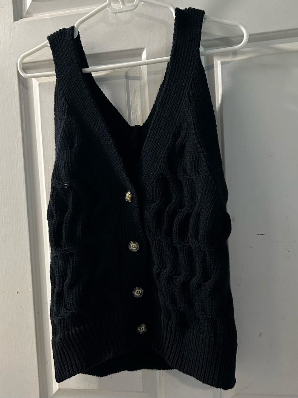 Zara Black Knit Button-Front Vest